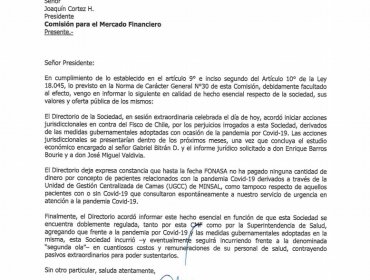 Clínica Las Condes iniciará acciones contra el Fisco por atenciones de pacientes Fonasa no pagadas durante la pandemia