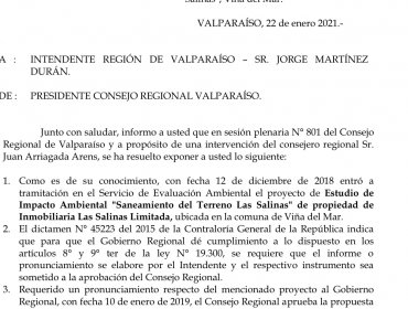 Grave error administrativo del Intendente Jorge Martínez explica "voltereta" del Gobierno Regional en el proyecto Las Salinas