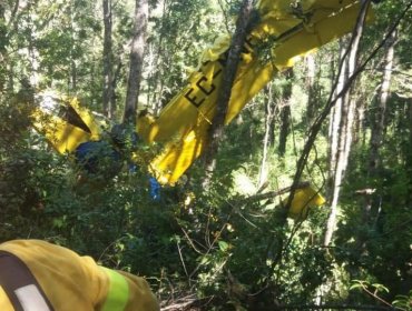 Avioneta que combatía incendio forestal capotó en Nueva Imperial: Piloto fue rescatado