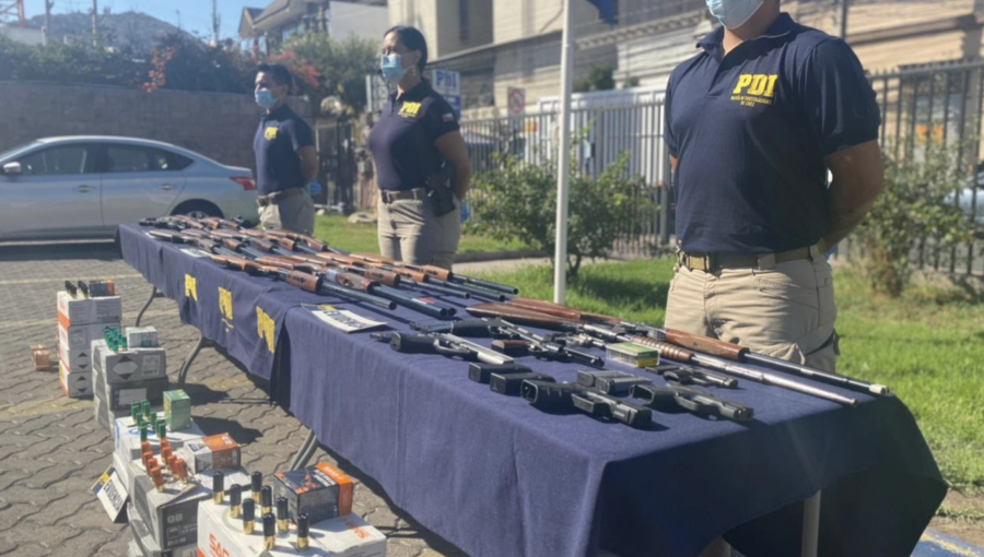 23 armas de fuego fueron incautadas por la PDI Los Andes en segunda parte de la «Operación Alemania»