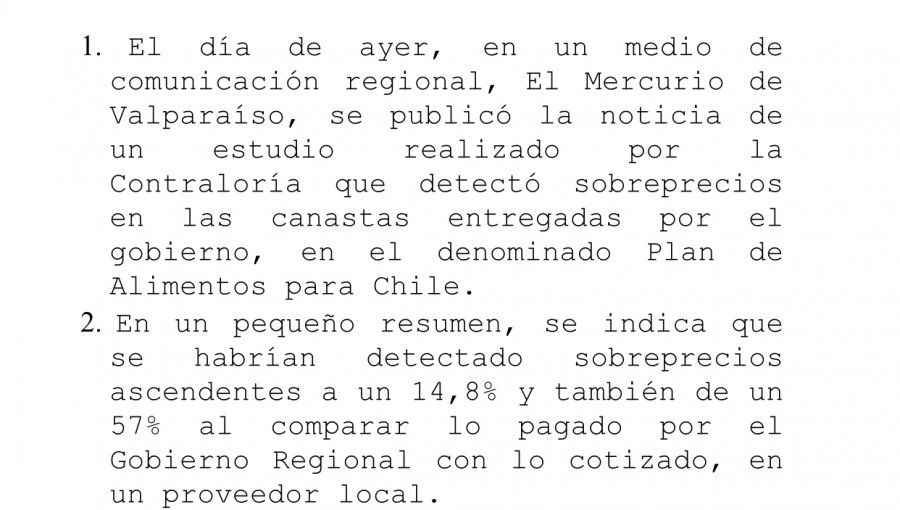 Diputado Celis pide antecedentes al intendente Martínez y a Contraloría por sobreprecio detectado en compra de cajas de mercadería