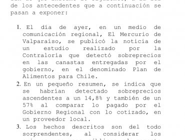 Diputado Celis pide antecedentes al intendente Martínez y a Contraloría por sobreprecio detectado en compra de cajas de mercadería