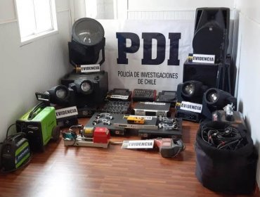 PDI recupera equipos de audio avaluados en $30 millones sustraídos desde centro de eventos de Mantagua