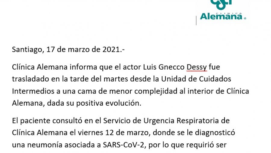 Luis Gnecco presenta una "positiva evolución" tras hospitalización por Covid-19