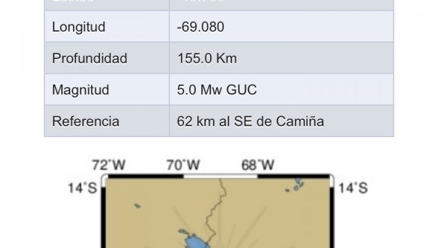 Sismo de magnitud 4,9 se percibió en la región de Tarapacá: descartan riego de tsunami para las costas de Chile