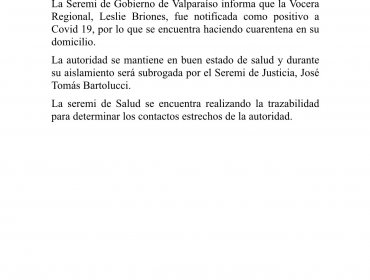 Gobierno Regional de Valparaíso confirma positivo por Covid-19 de la seremi Leslie Briones