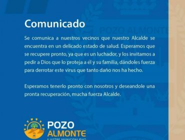 Alcalde de Pozo Almonte permanece en "delicado" estado de salud tras contagiarse de Covid-19