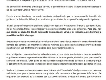 Presidenciables de oposición acusan "evidente e inmenso fracaso" del Gobierno en el manejo de la pandemia