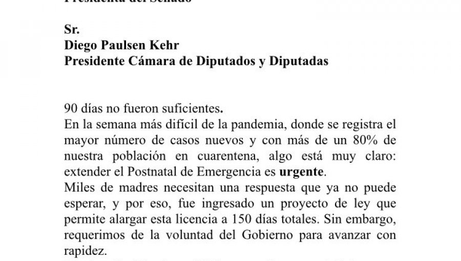 Diputados solicitan al Gobierno extender el postnatal de emergencia por la crisis derivada del Covid-19