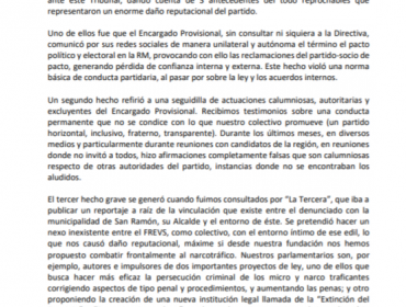 FRVS expulsó a dirigente que levantó candidaturas vinculadas con San Ramón y el narcotráfico