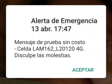 "Alerta de Emergencia": Habitantes del sur del país recibieron mensaje de prueba del sistema SAE