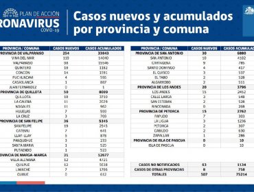 Conozca de qué comunas son los 507 casos nuevos de coronavirus en la región de Valparaíso