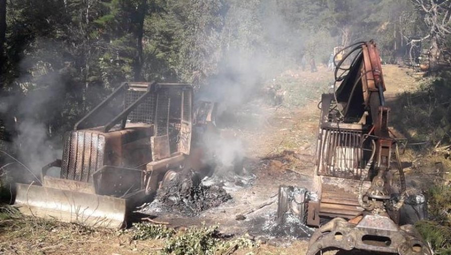 Nuevo ataque incendiario destruyó maquinarias en faena forestal de Cañete