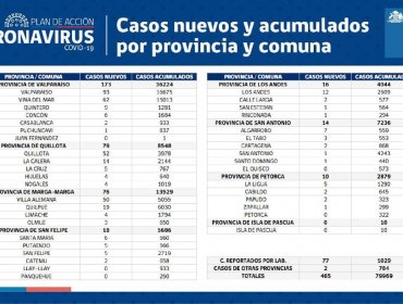 Conozca de qué comunas son los 465 casos nuevos de coronavirus en la región de Valparaíso