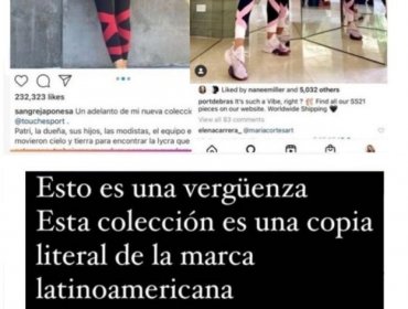 "China" Suárez es acusada de plagio con su nueva colección de ropa deportiva