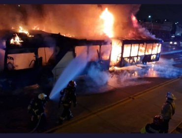 El tercero en los últimos dos días: incendian bus del sistema Red en San Joaquín