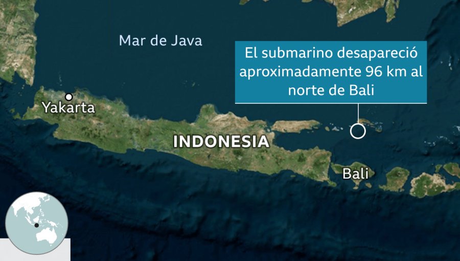 Aceleran búsqueda de submarino indonesio con 53 tripulantes a los que les quedan pocas horas de oxígeno