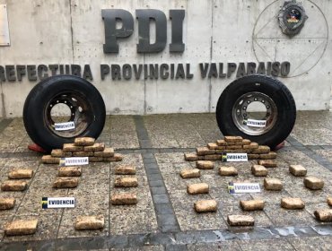 PDI Valparaíso incauta más de 52 kilos de droga que era ocultada en neumáticos de camión