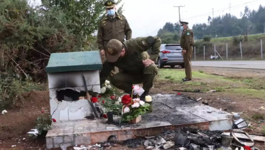 Carabineros repudia destrucción de animita en honor al cabo Eugenio Nain: "La volveremos a levantar"