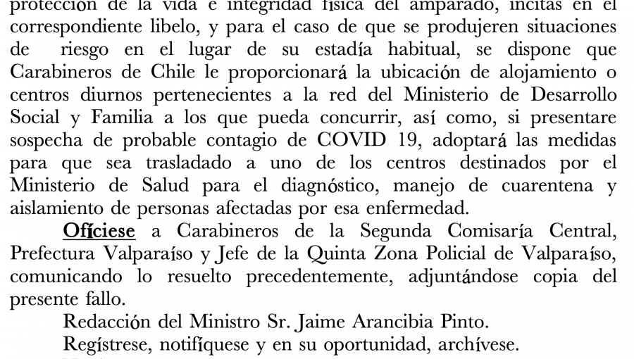 Tras detenciones por infringir toque de queda, Corte de Valparaíso ordena a Carabineros resguardar a ciudadano venezolano en situación de indigencia