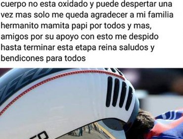 El desgarrador último mensaje que publicó el fallecido ciclista Cristopher Mansilla