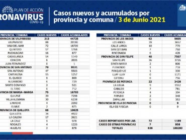 Conozca de qué comunas son los 636 casos nuevos de coronavirus en la región de Valparaíso