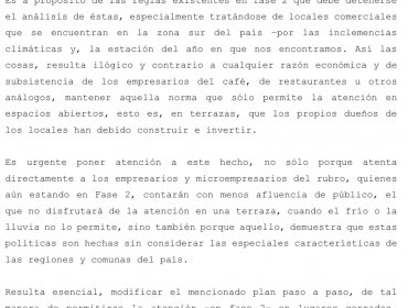 Andrés Celis pide al Ministro de Salud permitir que restaurantes atiendan en espacios cerrados durante la Fase 2