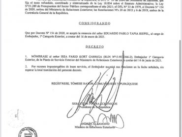 Issa Kort deja la Cámara de Diputados tras ser nombrado embajador de Chile ante la OEA