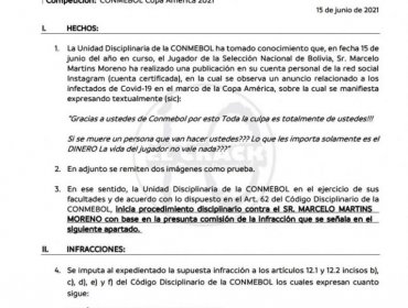 Conmebol abre "procedimiento disciplinario" contra Marcelo Moreno Martins tras fuertes críticas