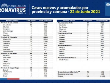 Conozca de qué comunas son los 368 casos nuevos de coronavirus en la región de Valparaíso