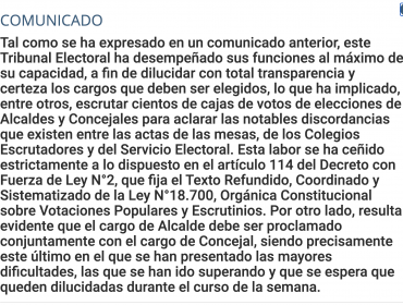 A paso de hormiga, TER avanza en la región de Valparaíso: saca cinco nuevas proclamaciones y el resto podría estar "en el curso de la semana"