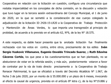 Mano derecha de Sharp busca inhabilitar por cinco años a nueve ex concejales: los acusa de infringir la probidad administrativa