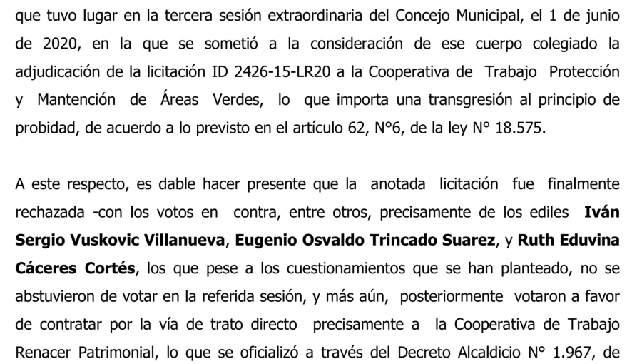 Mano derecha de Sharp busca inhabilitar por cinco años a nueve ex concejales: los acusa de infringir la probidad administrativa