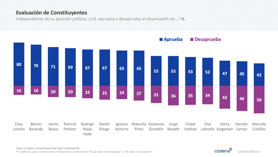 Elisa Loncón es la constituyente mejor evaluada de la Convención, según encuesta Cadem