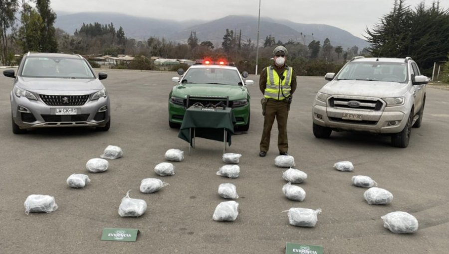 Control en ruta de La Ligua termina con dos detenidos por tráfico de drogas y porte ilegal de arma de fuego