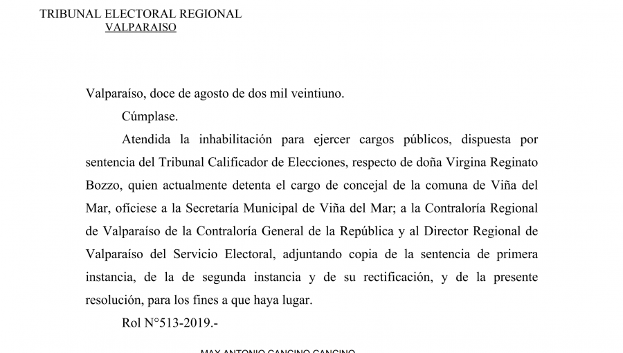 Llegó el momento: Tribunal Electoral Regional dictó «Cúmplase» de la sentencia contra Reginato y oficialmente dejó de ser Concejala