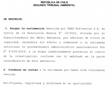 Por actuar "ilegal y arbitrario" de la SMA: Tribunal Ambiental acoge reclamación de ENAP por masiva intoxicación en Quintero