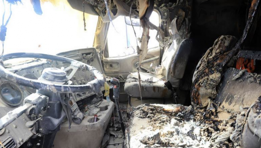 Al menos tres camiones resultaron quemados en nuevo ataque incendiario en Contulmo