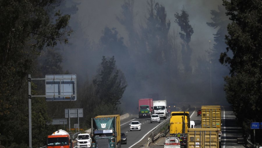 Incendio forestal se registra en la ruta 68 sector Peñuelas de Valparaíso