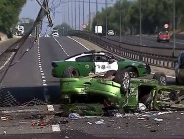 Auto cae desde paso sobre nivel a Ruta 68: Uno de sus ocupantes murió