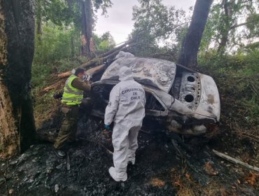 Trágico accidente en Los Ríos: Hombre murió calcinado tras volcar su vehículo