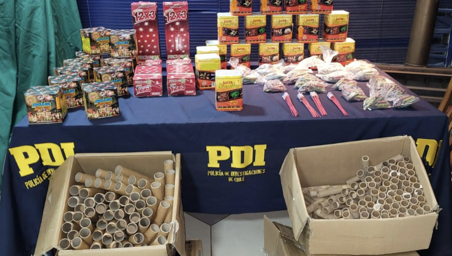 PDI detuvo a sujeto sorprendido con gran arsenal de fuegos de artificio en Quintero