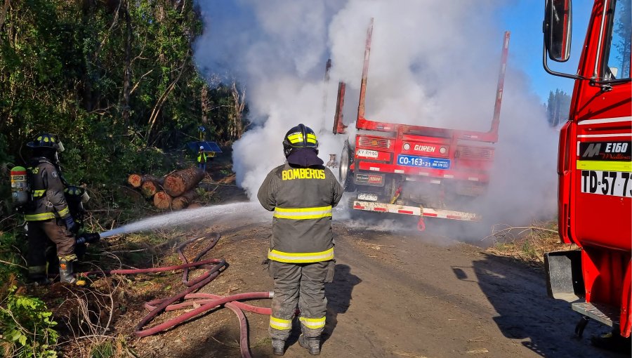 Un camión de una empresa forestal fue quemado en Curacautín