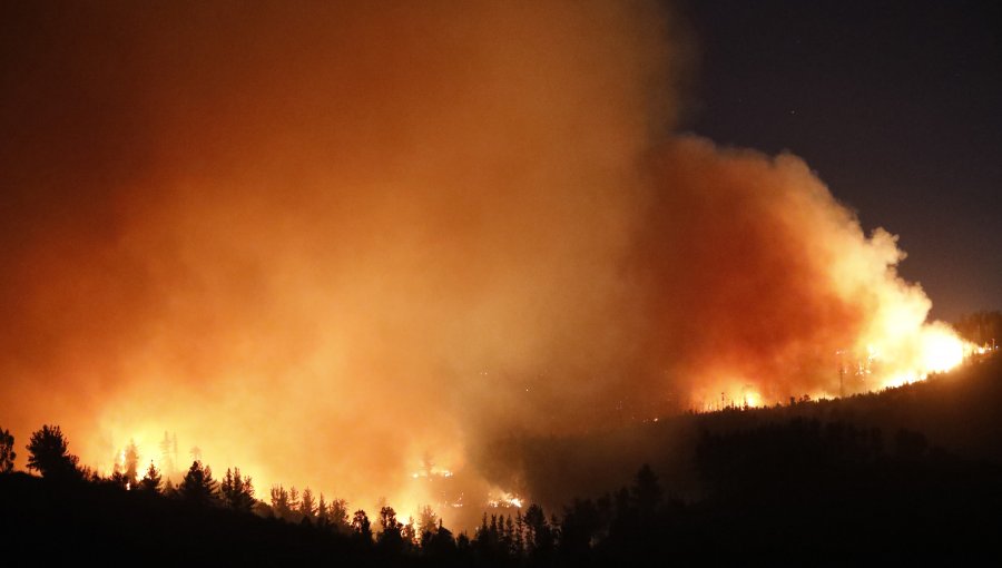 Incendio forestal en la parte alta de Valparaíso ha consumido 50 hectáreas y mantiene cortada la ruta 68