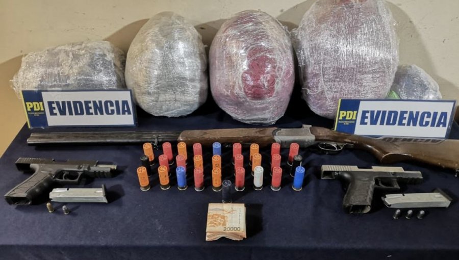Incautan 21 kilos de droga y desarticulan banda con alto poder de fuego en San Felipe y Los Andes