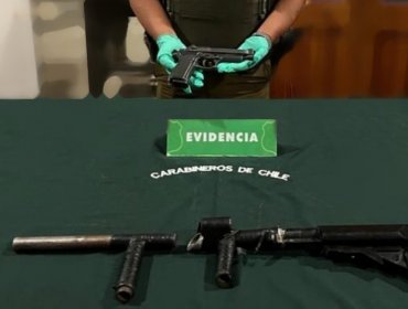 Tres sujetos fueron detenidos tras ser sorprendidos con una pistola y una escopeta de fabricación artesanal en Quillota