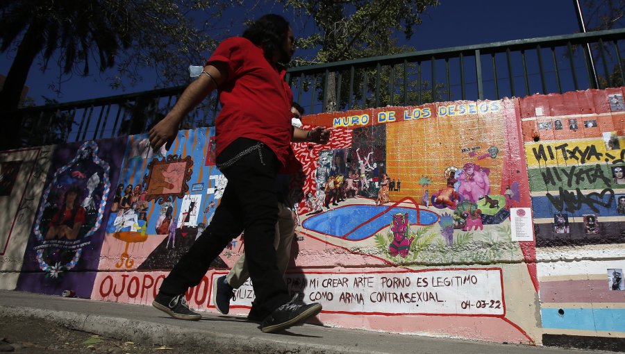 Lanzan pintura para borrar polémico mural que fue realizado en el parque San Borja de Santiago