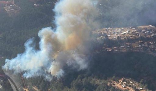 Declaran Alerta Roja para Valparaíso por incendio forestal en Laguna Verde cercano a sectores habitados