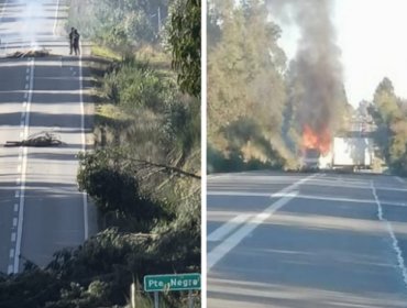 Bloquean ruta en Cañete: Sujetos armados quemaron un camión y lo cruzaron en la carretera suspendiendo el libre tránsito