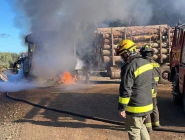 Ataque incendiario de grupo armado deja un camión forestal destruido en predio de Collipulli